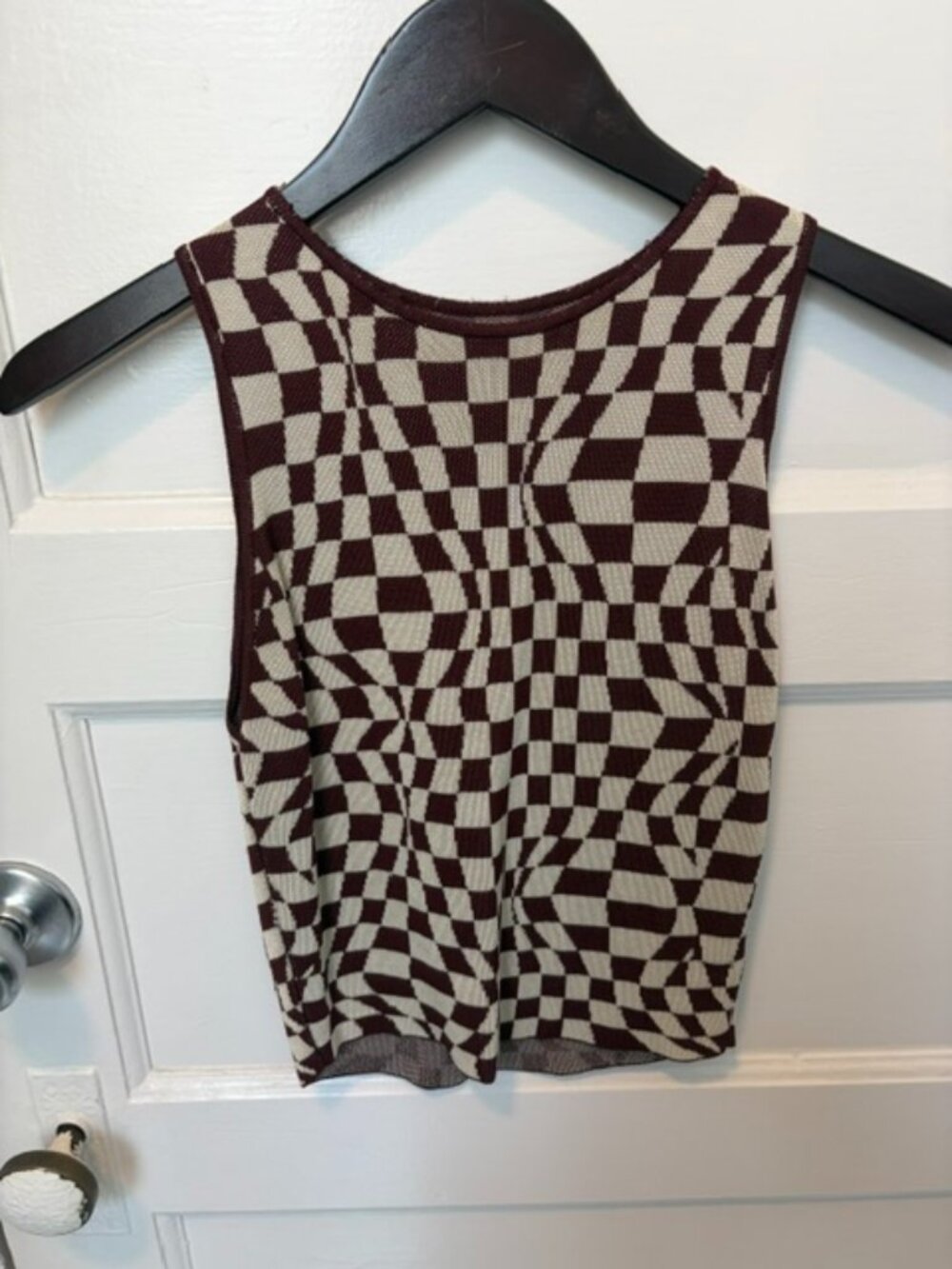 Paloma Wool | Enya Brown/Cream Psychedelic Checker Knit Top